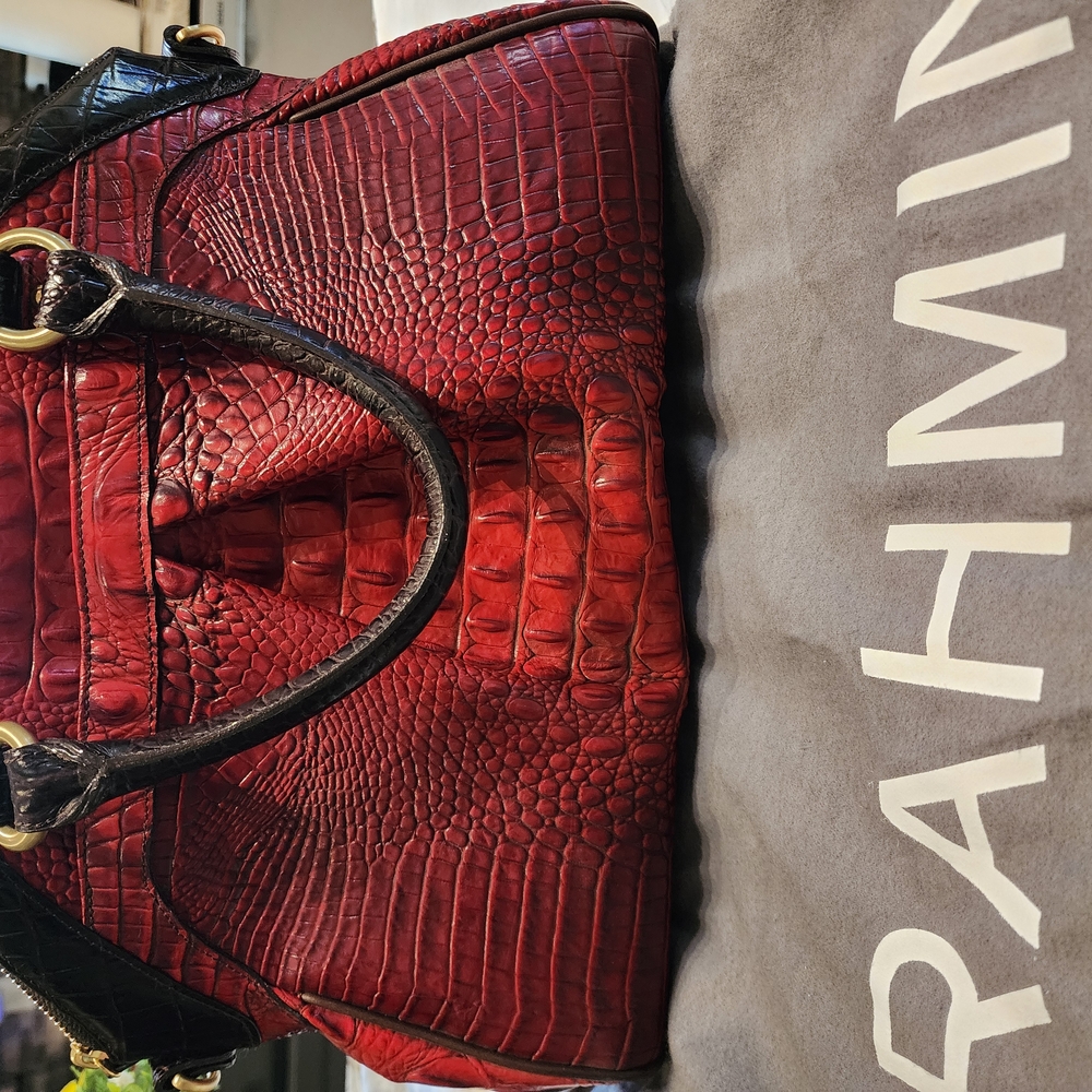Brahmin Red Crocodile Embossed Women's Bag